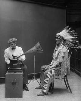 Frances Densmore with Mountain Chief